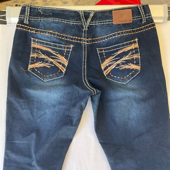 Maurices Women Skinny Jeans Size L (16) Blue Mid Rise Stretch Boot Cut w Sequin - Picture 10 of 12